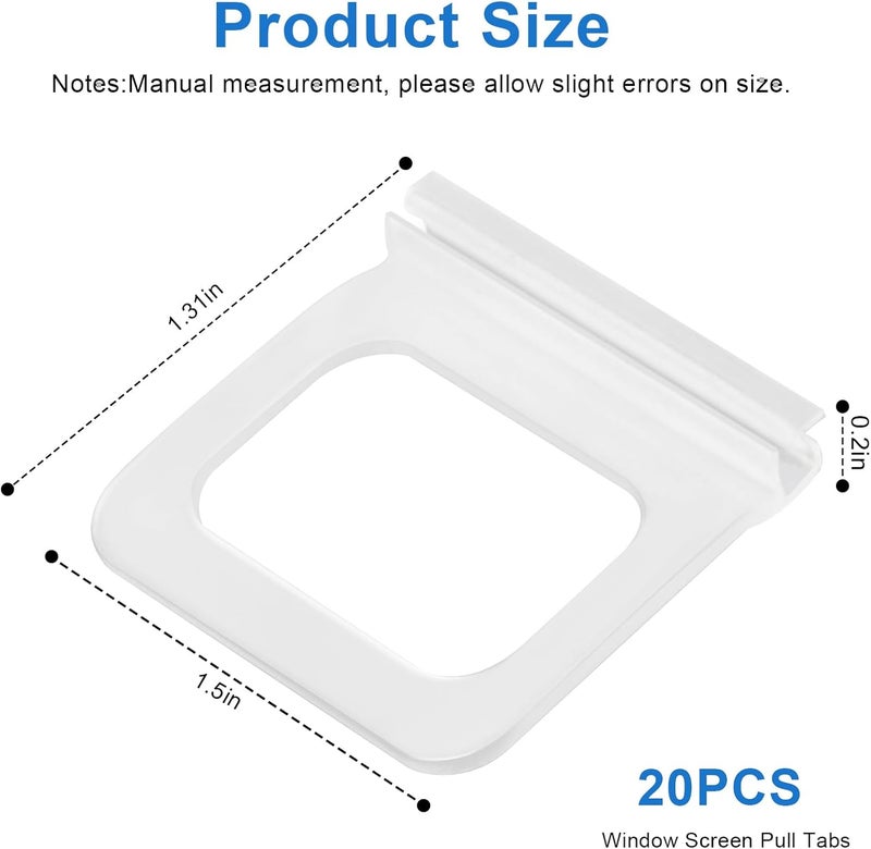 IFERLA Window Screen Pull Tabs 20 Pack Clear Hollow Flat Spline Channel Pull Lift Tabs Replacement Repair Clips Kit, Window Screen Frame Center Brace Privacy Screen Mounting Tabs - Image 4